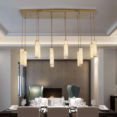 Good price Creative Design Alabaster Chandelier Hotel Lobby Dining Room Long Strip Marble LED Pendant Light online