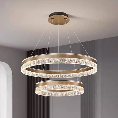 Good price 2025 New Simple Creative Crystal Hanging Lamp Circle Living Room Ceiling Chandelier Home LED Pendant Light online