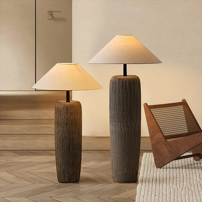 Good price Wholesale Customized Retro Ceramic Fabric Attic Living Room Bedroom LED Standing Lamp Floor Lamp Desk Light online