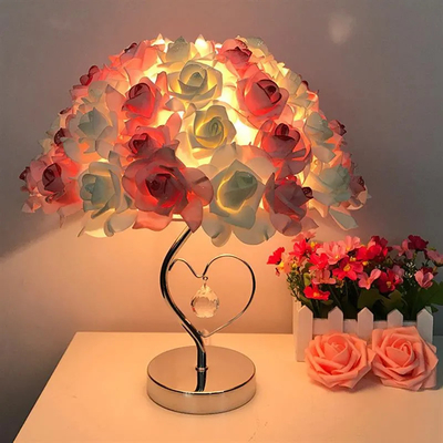 Good price Romance Rose LED Desk Lamp Switch Control Modern Luxury Table Lamps For Bedroom online