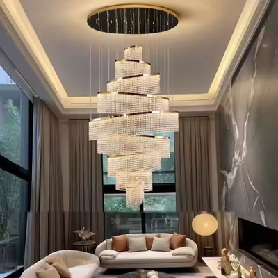 Good price Crystal Modern Staircase Chandelier Lighting , Custom Large LED Pendant Light Fixtures online