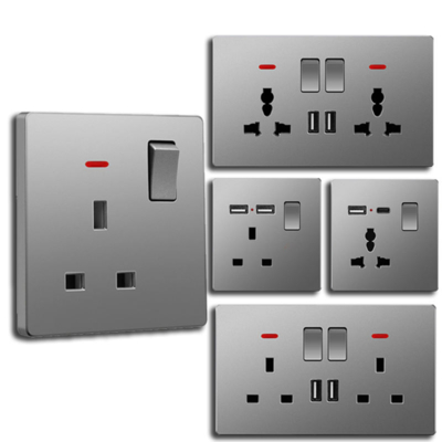 Good price High Quality UK 13A Wall Switched 3 Pin Universal Socket USB+type-c With 18W 3.1A Fast Charging Switches online